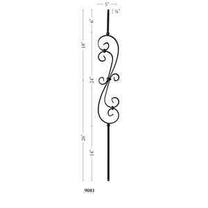 9081 5 3/8 x 24 S Scroll Metal Spindle |  Iron Balusters |  Amish Craft by StepUP Stair 
