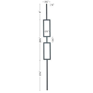 9091 3 3/4 x 44 Double Rectangle Metal Spindle |  Iron Balusters |  Amish Craft by StepUP Stair 
