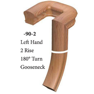 7X90 2 Rise Left Hand 180 Turn Gooseneck 6084 Profile Handrail Fitting  | USA-Made Amish Stair Railing by StepUP Stair