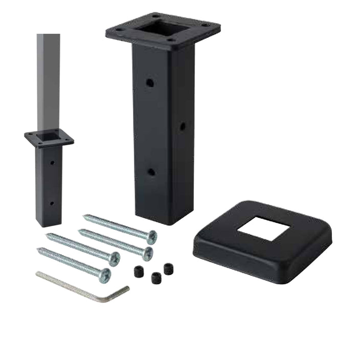 9550 1 3/16" Square Plain Metal Iron Newel Post Mounting Hardware| Metal Railing