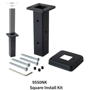 9550 1 3/16" Square Plain Metal Iron Newel Post Mounting Hardware| Metal Railing by StepUP Stair