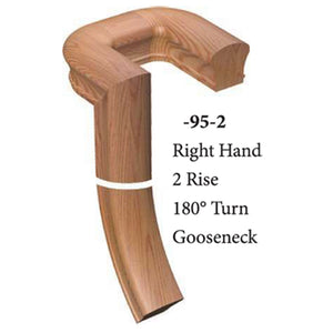 5795 2 Rise Right Hand 180 Turn Gooseneck Handrail Fitting | USA-Made Amish Stair Railing by StepUP Stair