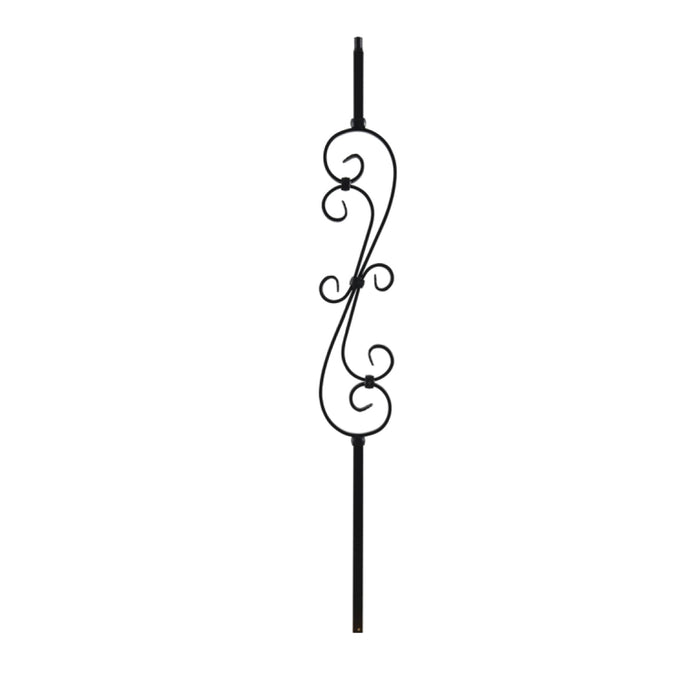 9981 MEGA 3/4" Square M601 5 1/2" x 27" S Scroll Iron Baluster Spindle | Metal Railing