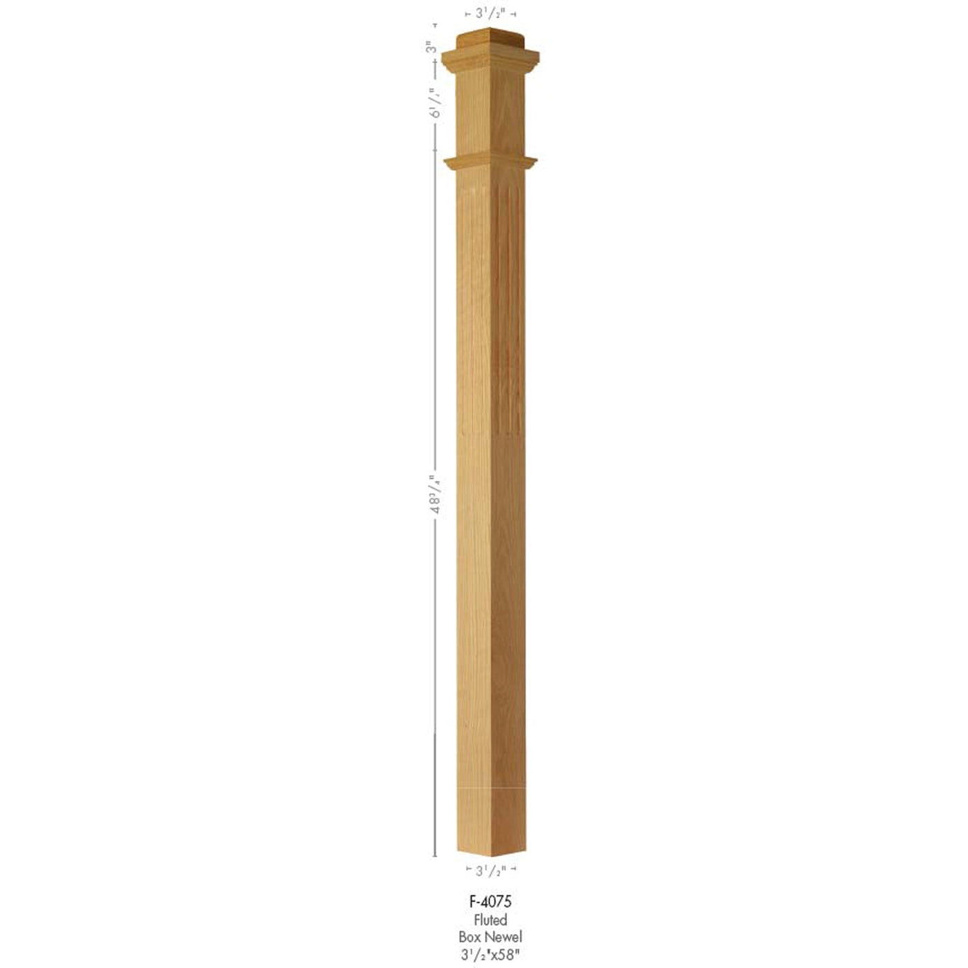 4075 Post F-4075 Solid Square Box Newel Post | USA-Made Stair Parts by StepUP ...