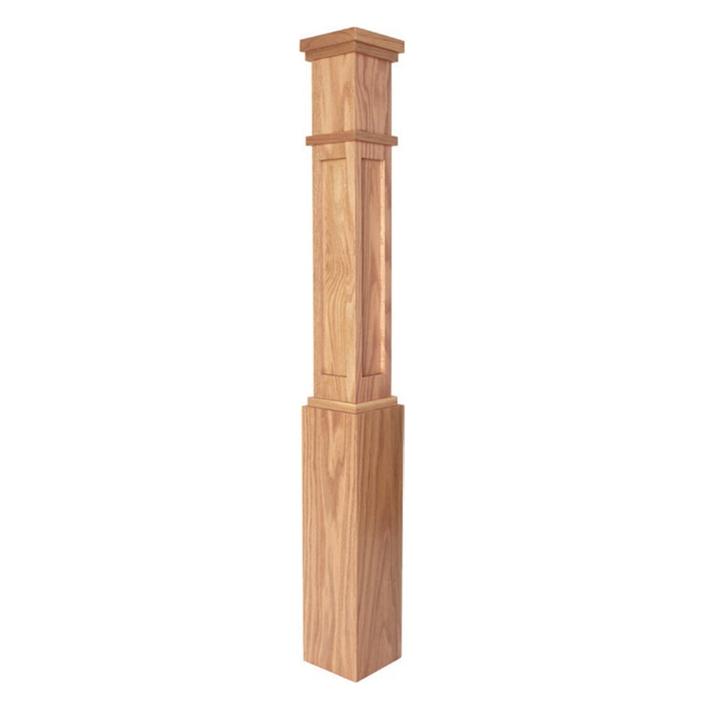 MFP-4091 Mission Contemporary Flat Panel Box Newel Post | USA-Made Amish Stair Railing by StepUP Stair