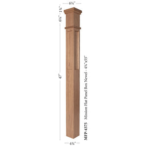 MFP-4375 Mission Contemporary Flat Panel Box Newel Post Details | USA-Made Amish Stair Railing by StepUP Stair