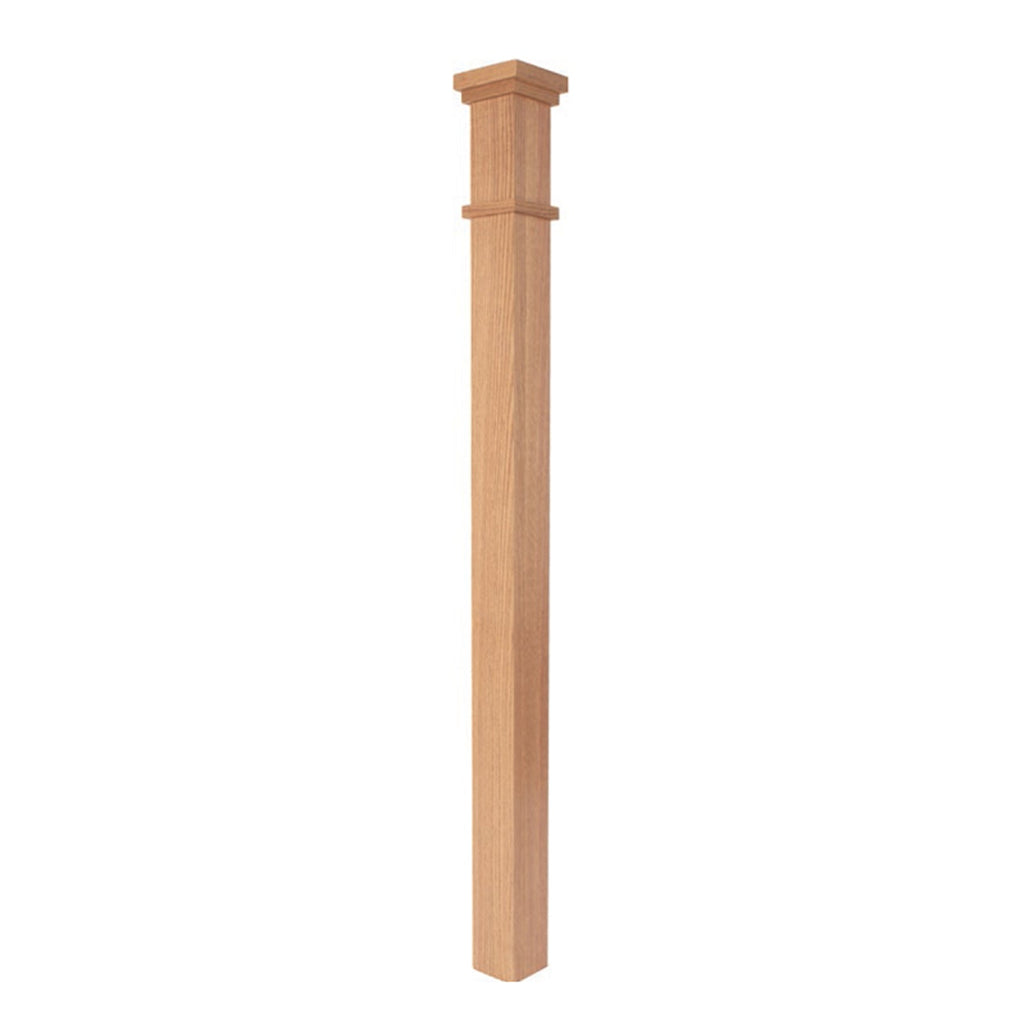 MP-4075 Mission Contemporary Plain Solid Box Newel Post | USA-Made Amish Stair Railing by StepUP Stair