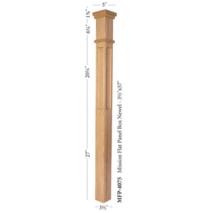 MFP-4075 Mission Contemporary Flat Panel Box Newel Post | USA-Made Amish Stair Railing by StepUP Stair