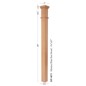 MP-4075 Mission Contemporary Plain Solid Box Newel Post Detail | USA-Made Amish Stair Railing by StepUP Stair