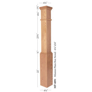 MP-4091 Mission Contemporary Plain Box Newel Post Detail | USA-Made Amish Stair Railing by StepUP Stair