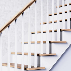 Contemporary Square Tapered Newel and Baluster Design | USA-Made Amish Stair Railing by StepUP Stair